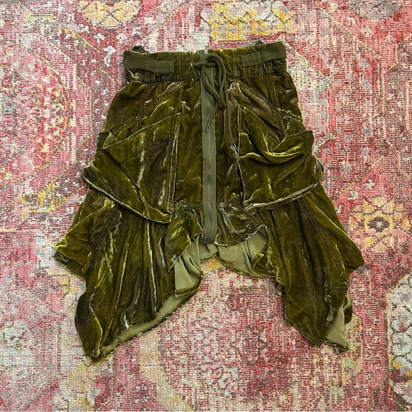 Free People Dresses & Skirts - Free People Asymmetrical Velvet Skirt in Olive